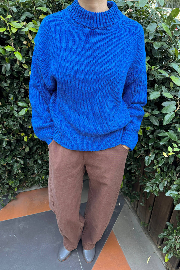 Zoe Cotton Sweater in Cobalt