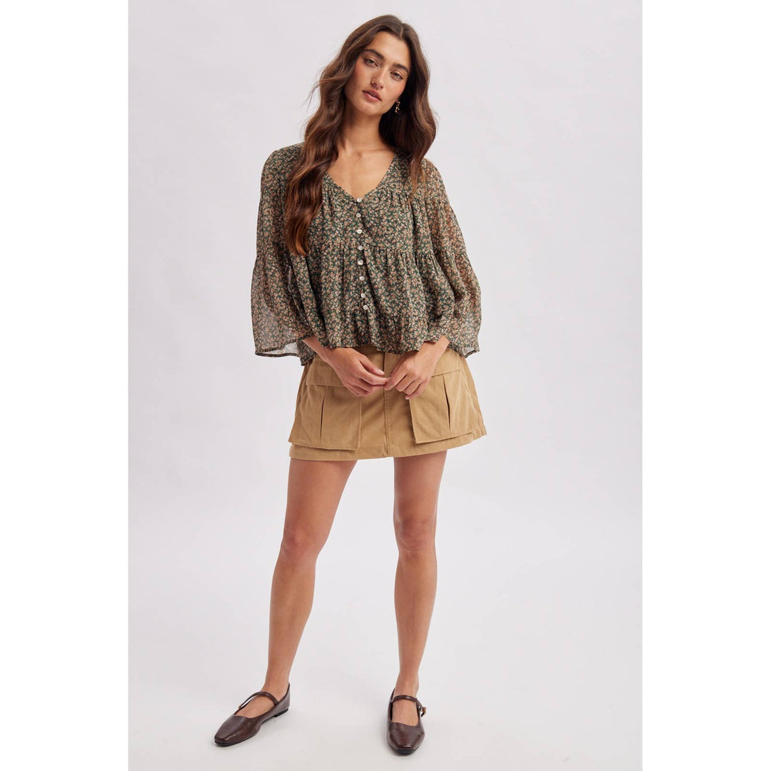 Ditsy Floral Tiered Blouse