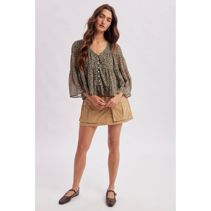 Ditsy Floral Tiered Blouse