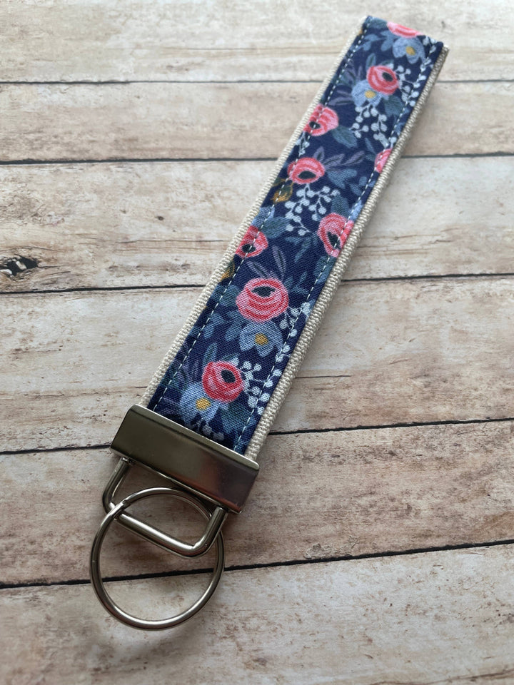 Blue Rosa Keychain Wristlet