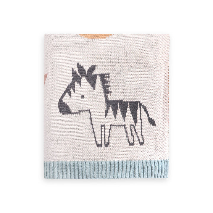 Alphabet Blue Knit Baby Blanket