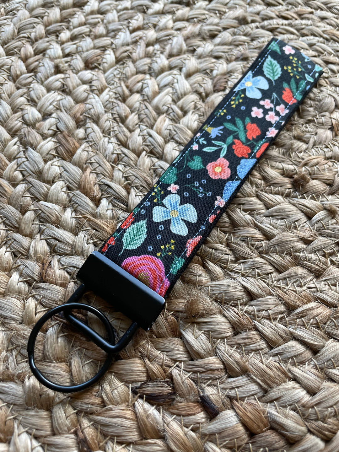 Rifle Paper Co. Black Bright Floral Keychain Wristlet