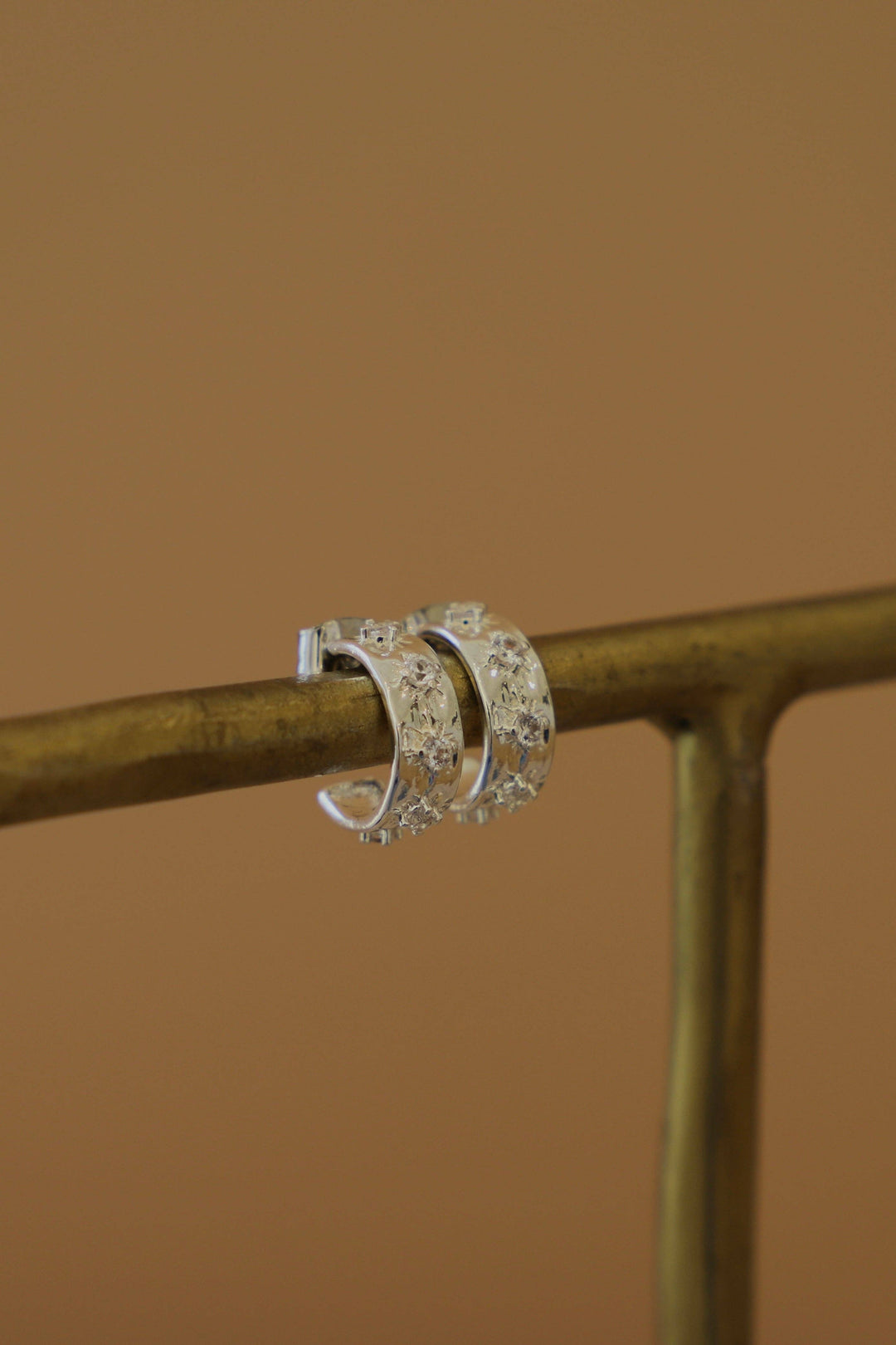 CZ Star Thick Hoops in Silver