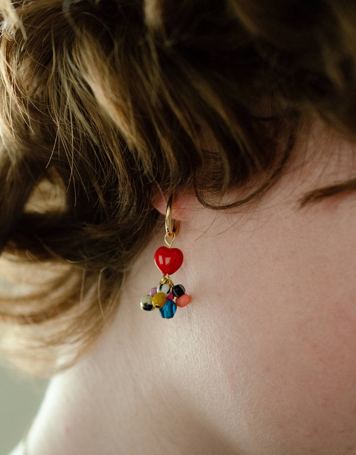 Candy Heart Charm Hoop Earrings
