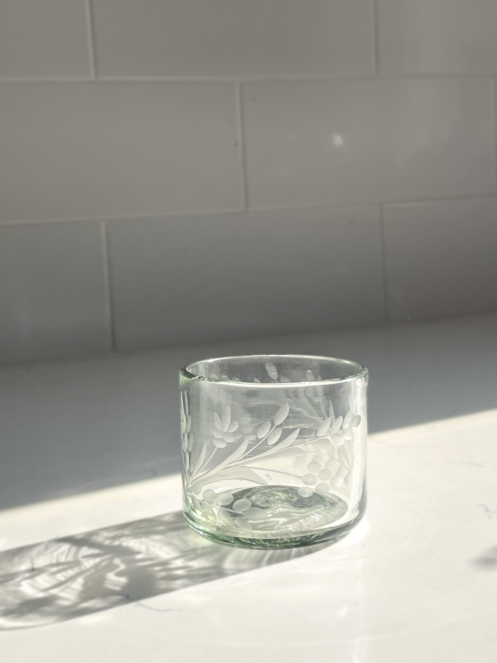 Hand-Etched Tumbler Glass, 2 Sizes