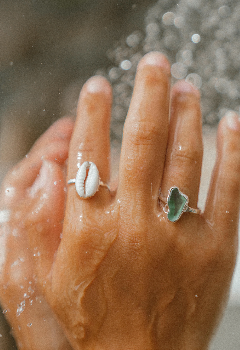 Green Sea Glass Ring (Gold or Silver)