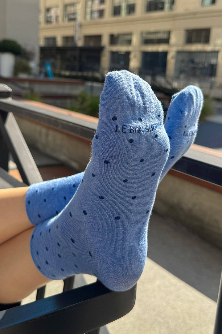Polka Dot Sneaker Socks in Blue/Navy
