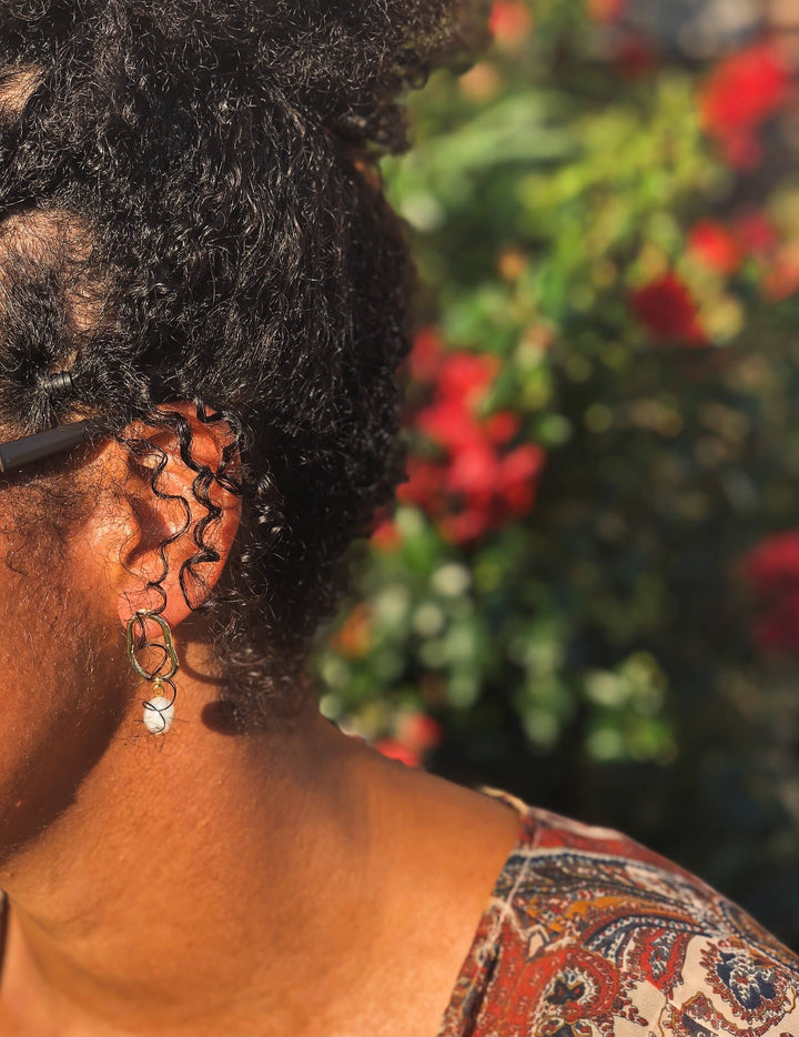 Abstract Pearl Earrings