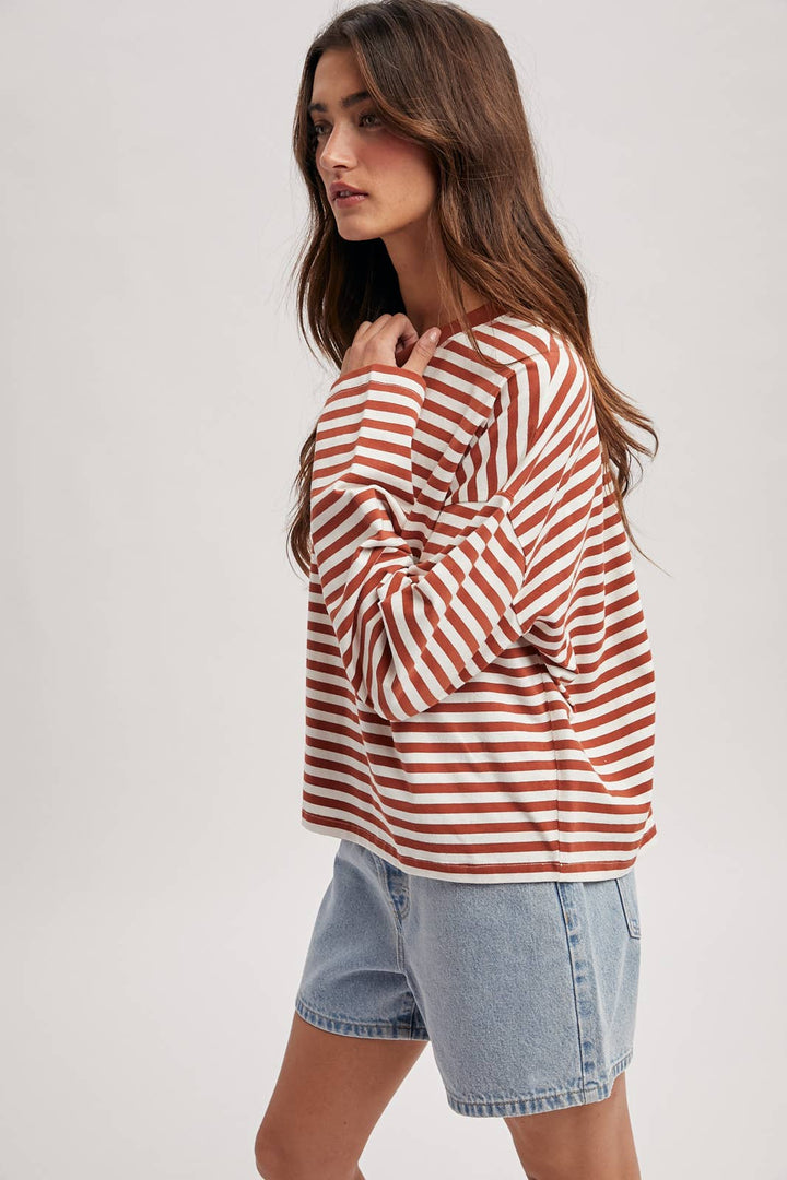 Striped Long Sleeve Knit Top