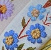 Blue Floral Embroidered Headband