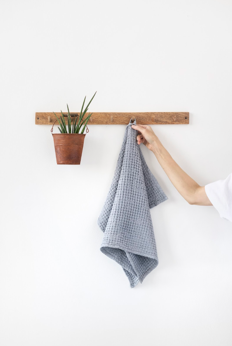 Dusty Blue Linen Waffle Towel