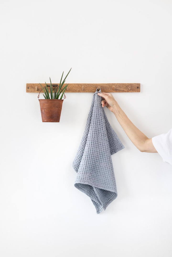 Dusty Blue Linen Waffle Towel