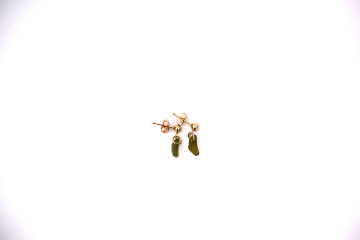 Gold Sea Glass Stud Earrings
