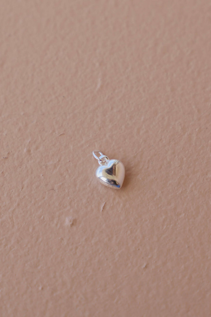 Mini Silver Puff Heart Charm
