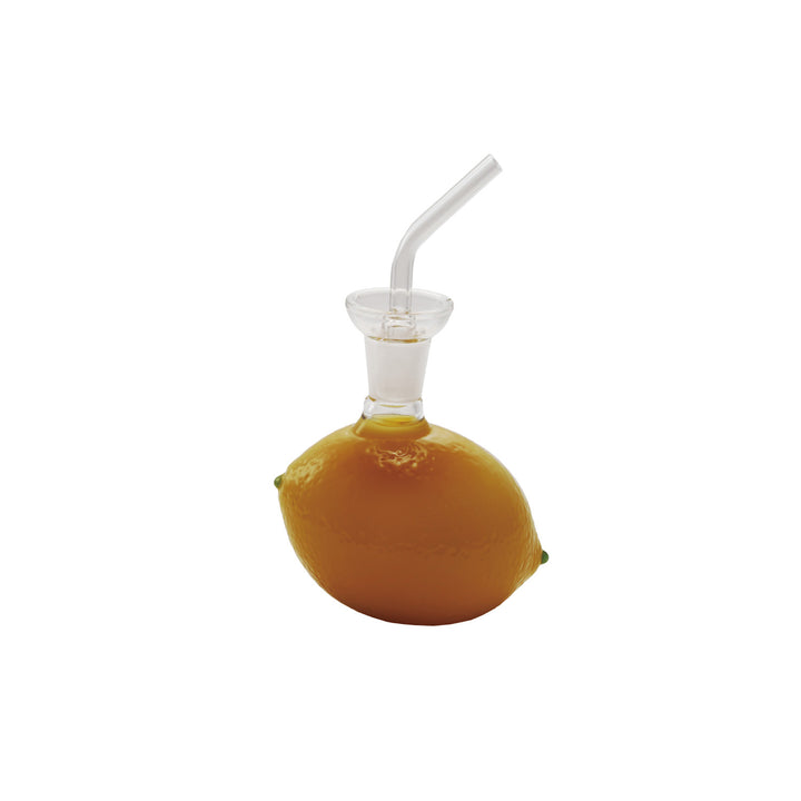 4 oz. Glass Lemon Shaped Cruet with Stopper, Opaque Yellow