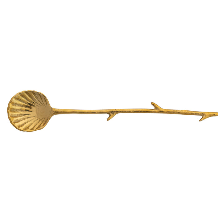 6-3/4"L Brass Shell Shaped Spoon with Twig Shaped Handle
