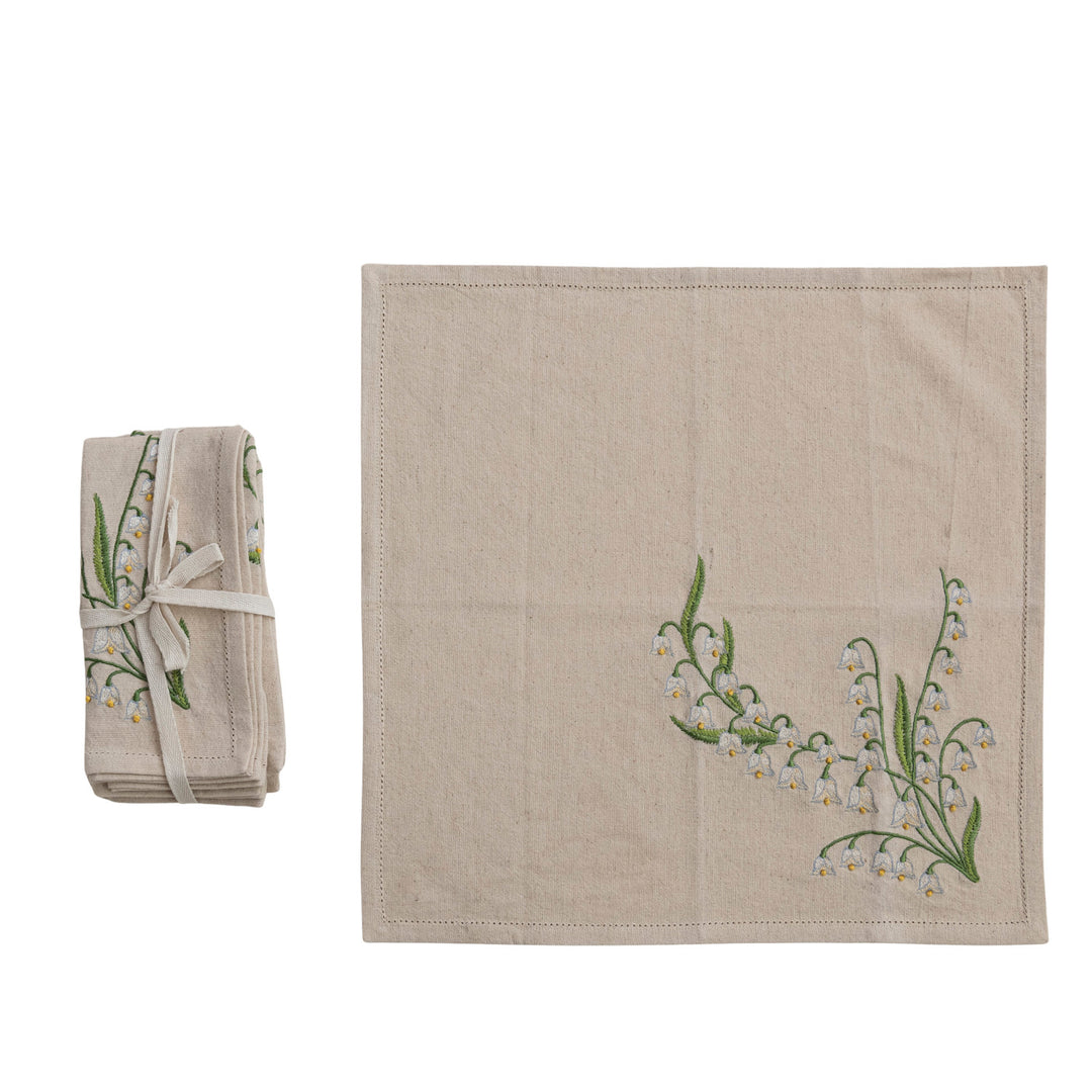 Cotton &amp; Linen Napkins, Set of 4 Tied with Cotton Tape