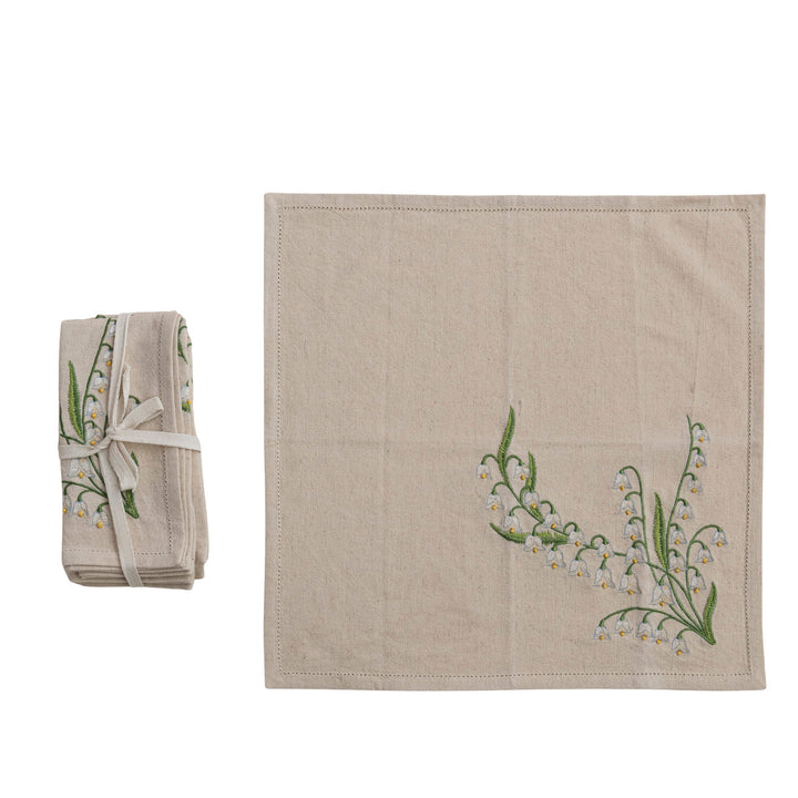 Cotton &amp; Linen Napkins, Set of 4 Tied with Cotton Tape