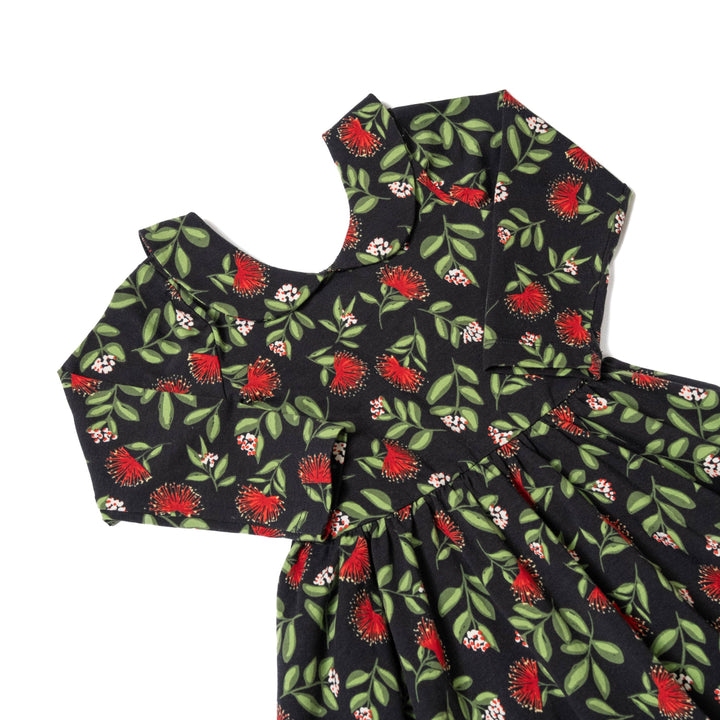 Long Sleeve Peter Pan Dress in Crimson Glow