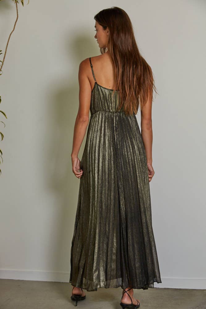 Holiday Shimmer Pleated Dress