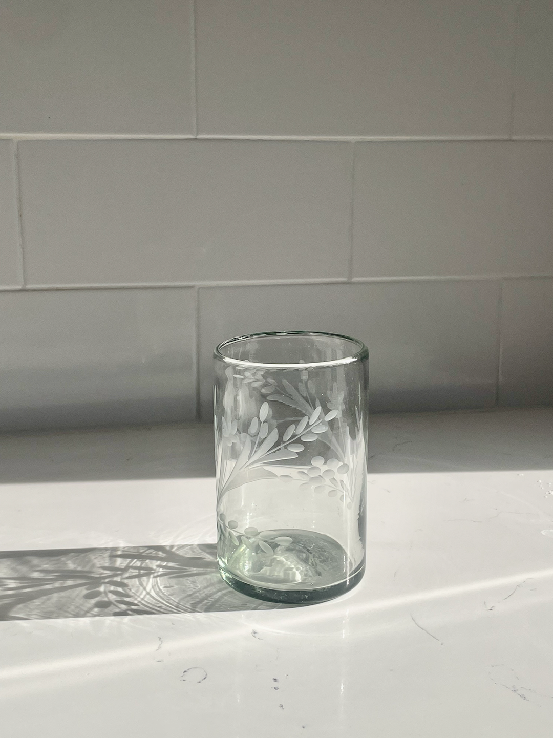 Hand-Etched Tumbler Glass, 2 Sizes