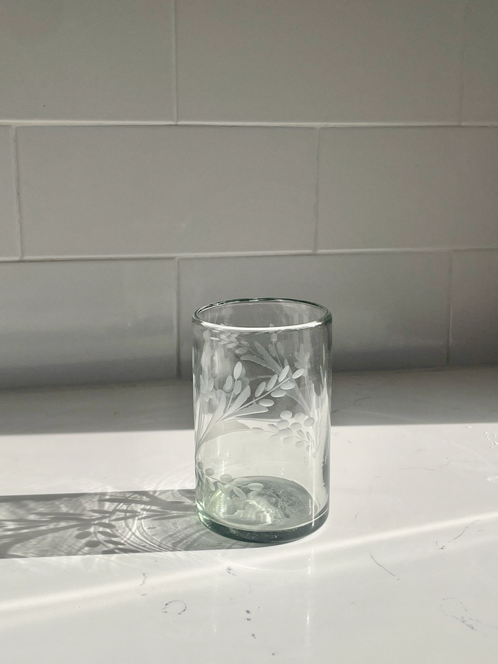 Hand-Etched Tumbler Glass, 2 Sizes