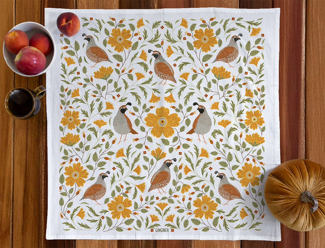 Quail Bird Tea Towel