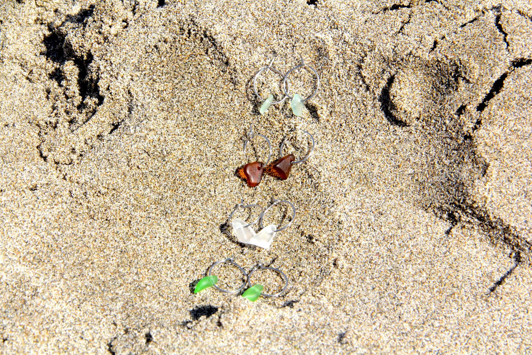 Silver Sea Glass Hoop Earrings