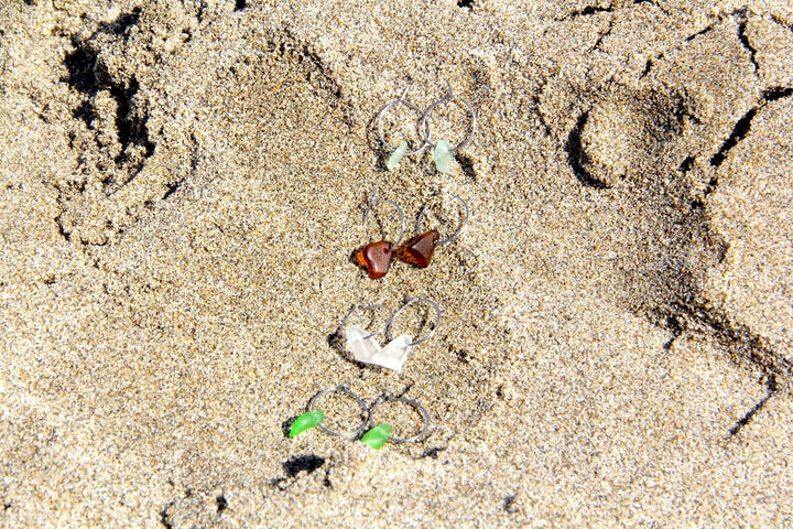 Silver Sea Glass Hoop Earrings