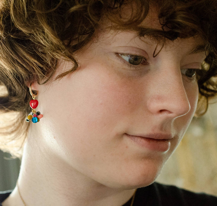 Candy Heart Charm Hoop Earrings