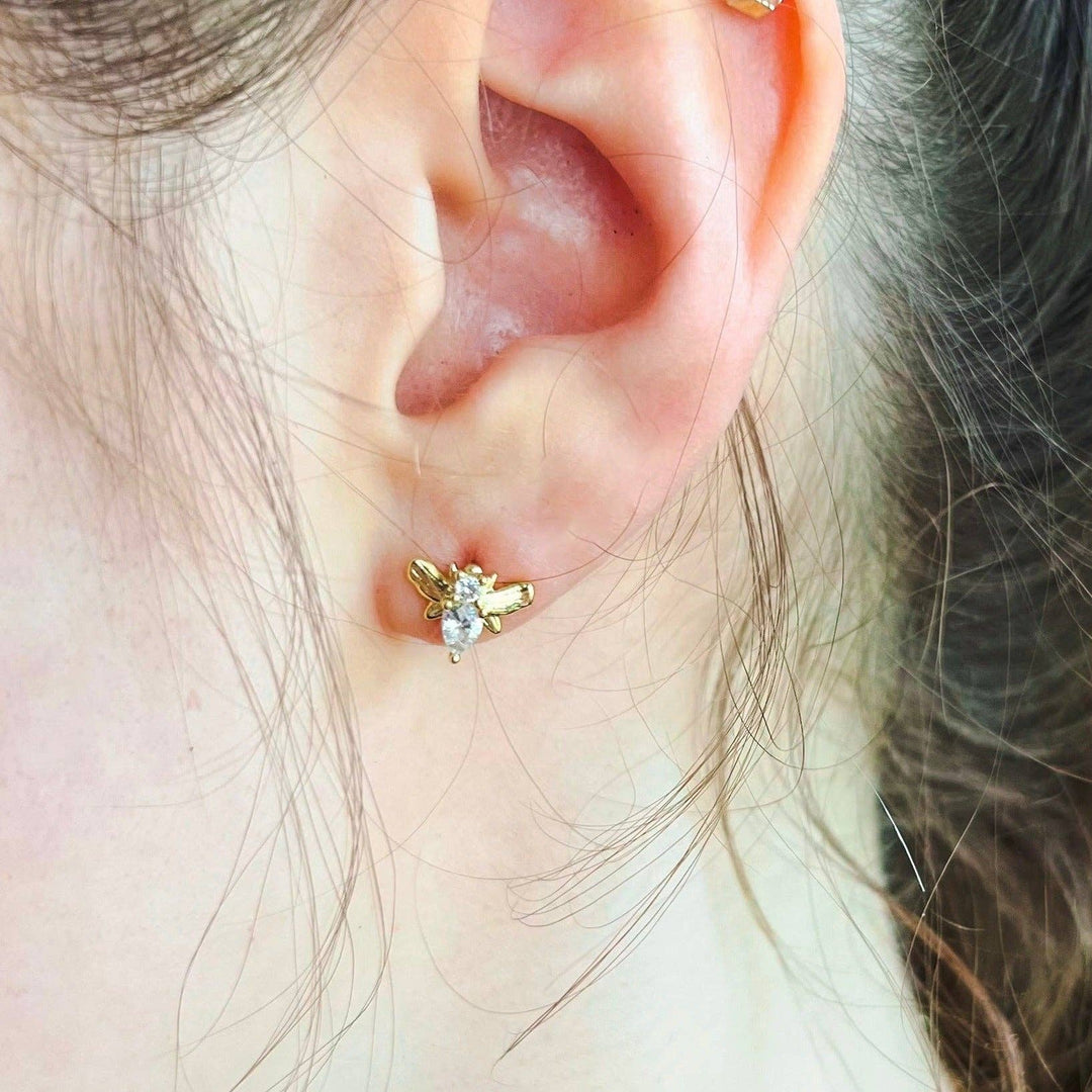 Sparkling Bee Stud Earrings