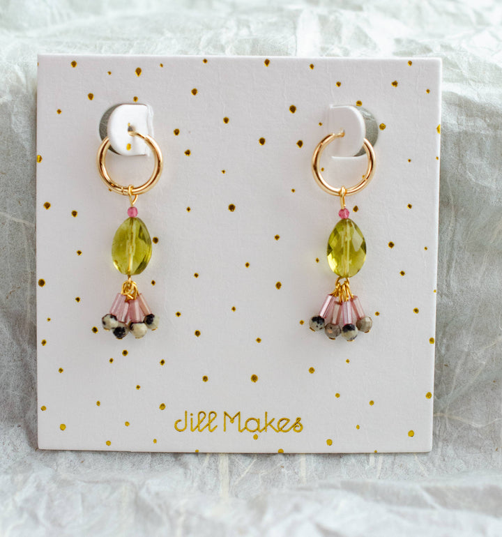 Alma Green Quartz Dangle Hoops