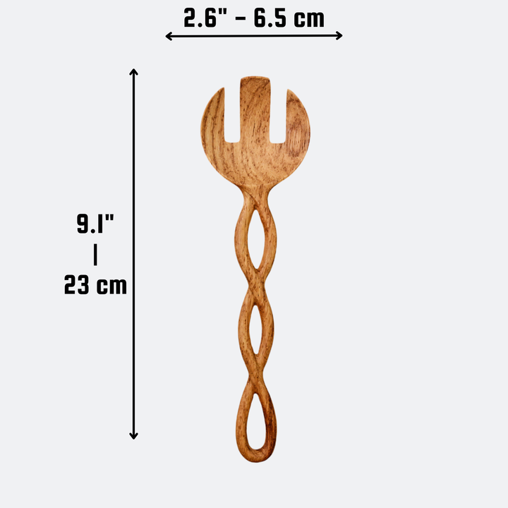 9" Twisted Handle Wooden Salad Server
