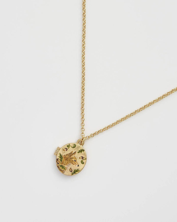 Fox &amp; Acorn Locket Necklace