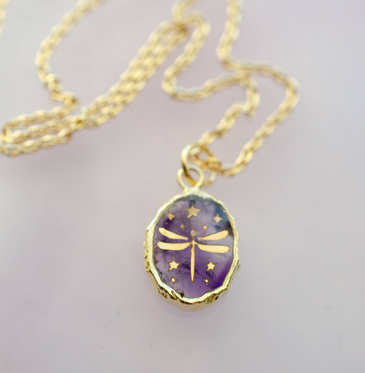 Amethyst Dragonfly Necklace