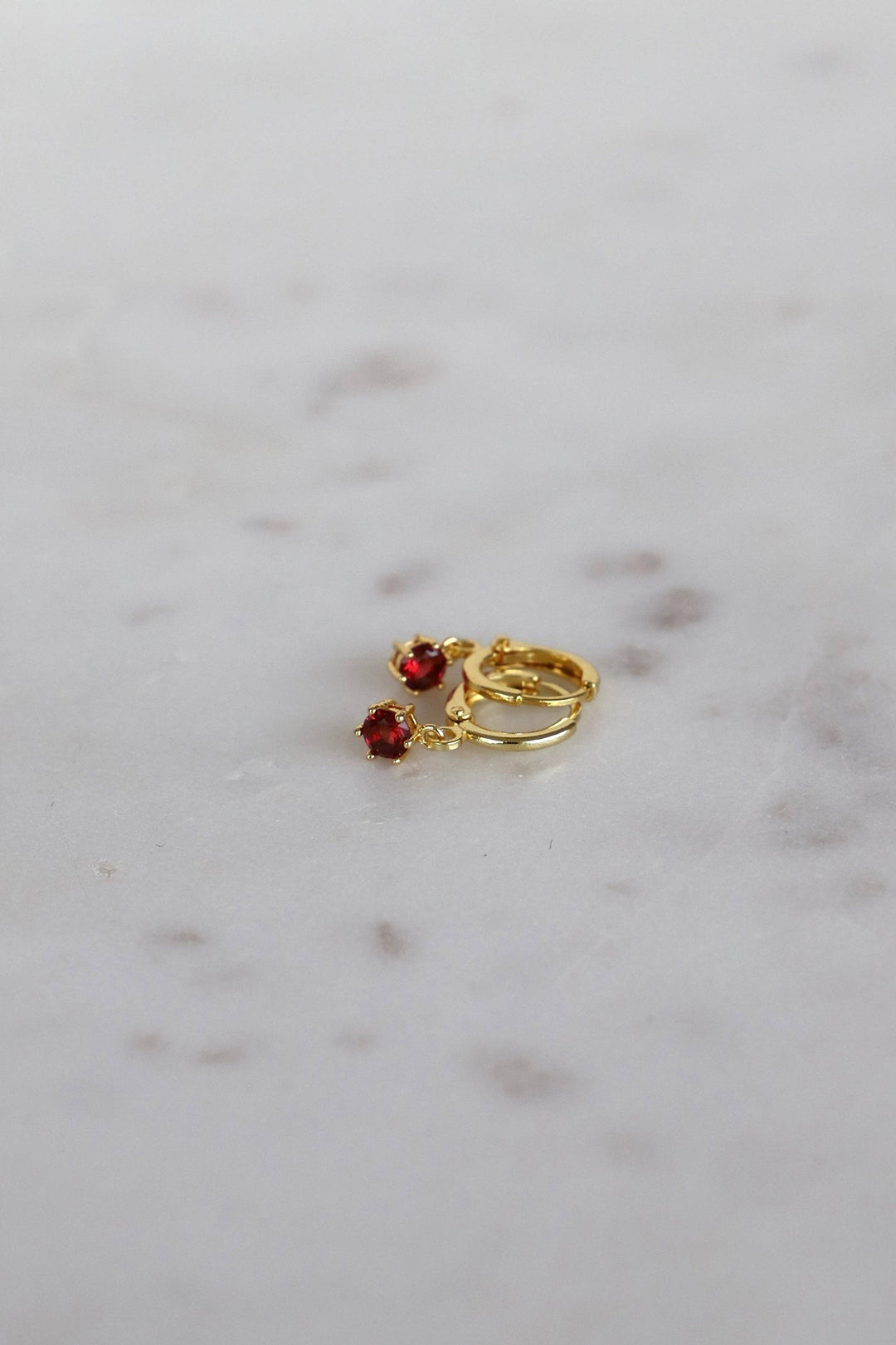 Round Birthstone Huggies