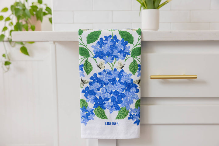 Blue Hydrangeas Tea Towel