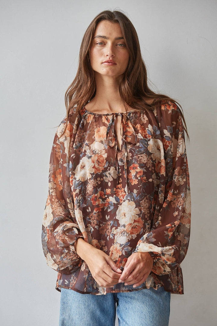 Winter Florals Chiffon Blouse