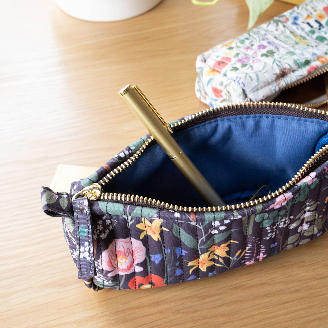 Wild Flowers | Cotton Quilted Pencil Pouch