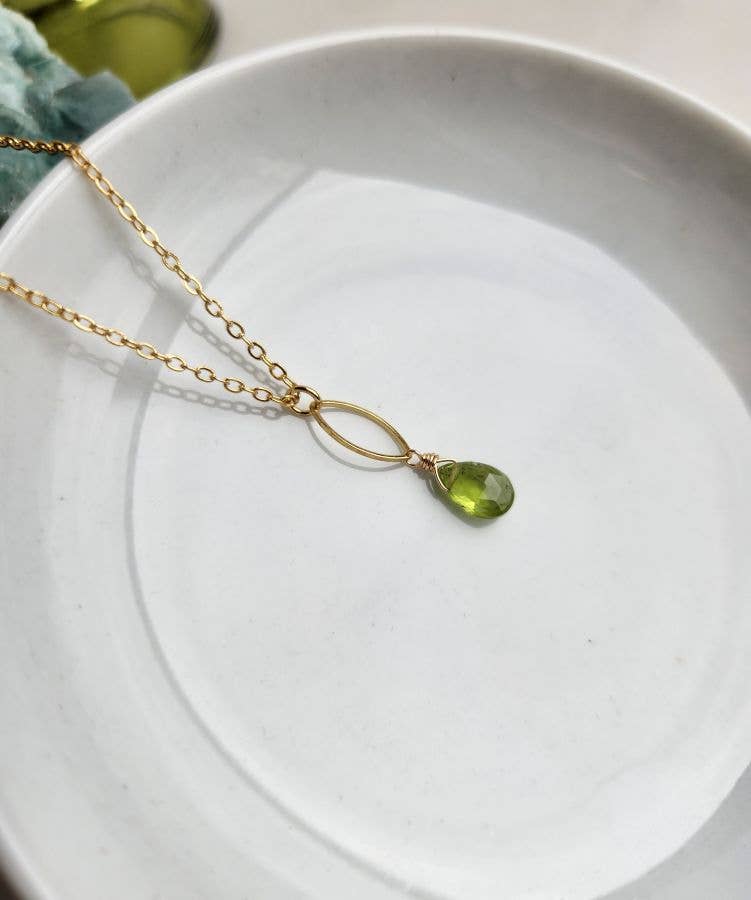 Peridot Dainty Marquis Pendant Necklace