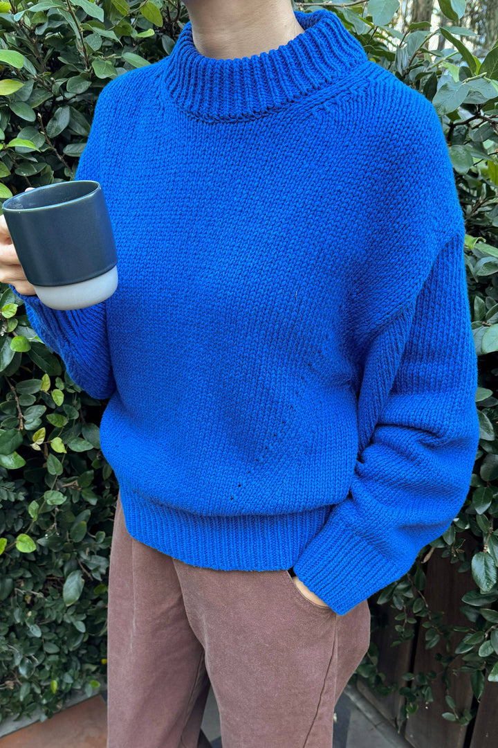 Zoe Cotton Sweater in Cobalt