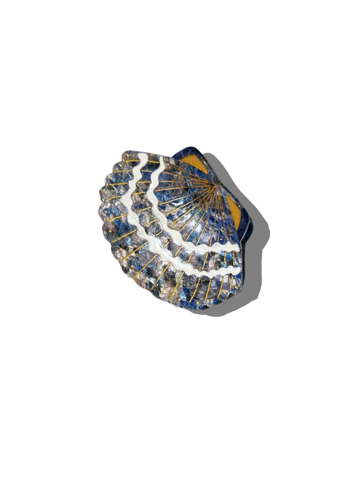 Seashell Claw Clip in Blue Mosaic
