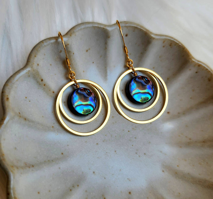Ocean Orbit Abalone Circle Earrings