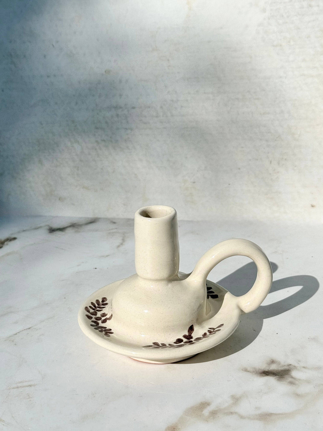 Hand-Painted Margot Candle Holder, Brown