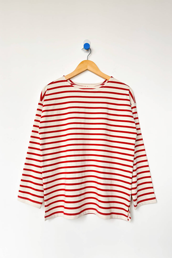 Marseille Top, Red Stripe On Cream