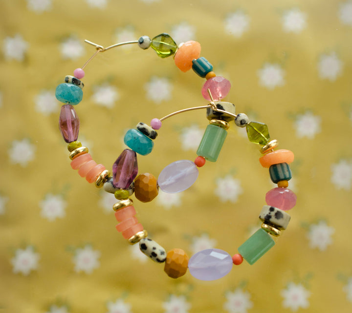 Colorful and Bright Beaded Hoops