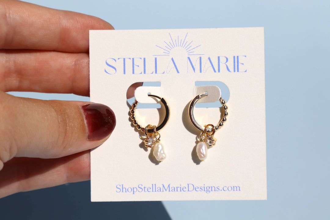 Dainty Freshwater Pearl Charm Earrings