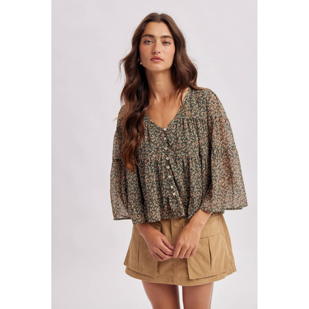 Ditsy Floral Tiered Blouse