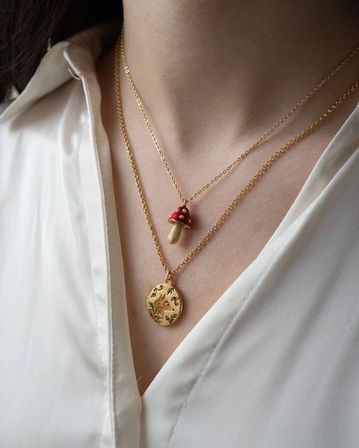 Fox &amp; Acorn Locket Necklace