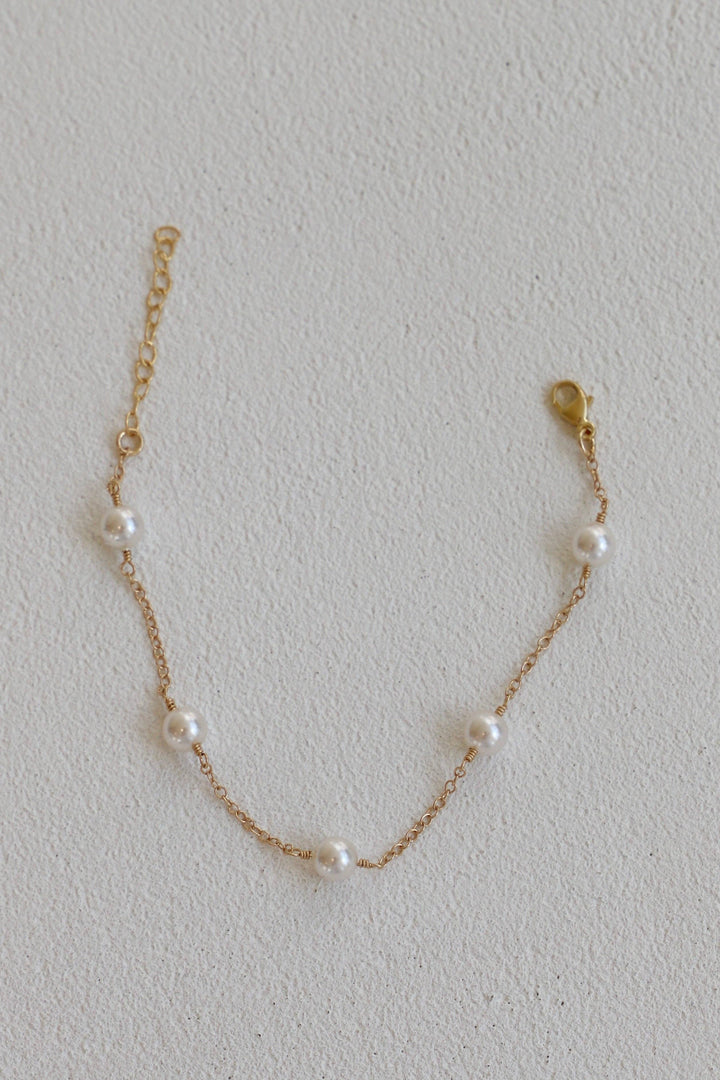 Gold Pearl Station Bracelet